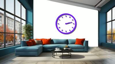 New 3d purple clock isolated on white background,clock animation Wall mural