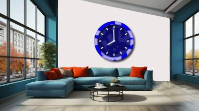 New blue clock icon,Blue army clock icon,White background 3d wall clock icon Wall mural