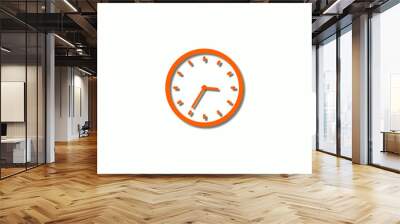 New brown 3d clock isolated on white background,Counting down clock icon Wall mural