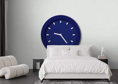 New counting down 3d wall clock icon on white background,blue dark clock icon Wall mural