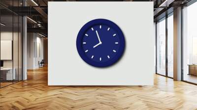 New counting down 3d wall clock icon on white background,blue dark clock icon Wall mural