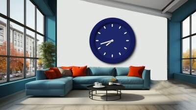 New counting down 3d wall clock icon on white background,blue dark clock icon Wall mural