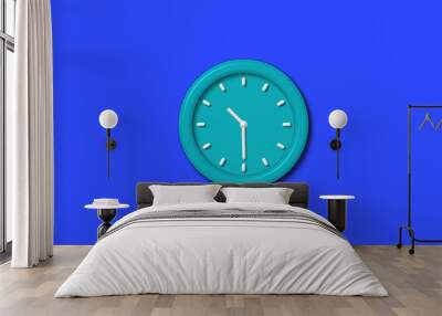 New cyan color 3d wall clock on blue background,wall clock Wall mural