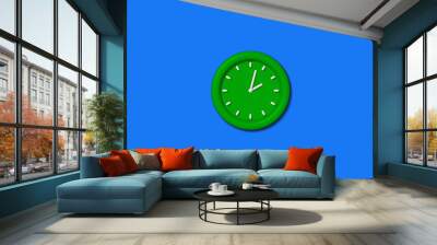 New green color 12 hours 3d wall clock isolated on aqua background,wall clock,3d wall clock Wall mural