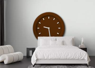 New orange dark 3d wall clock isolated on white background,wall clock isolated Wall mural