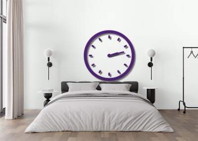 New purple dark 3d clock icon,Amazing clock animation icon,counting down clock icon Wall mural