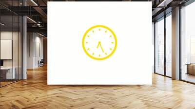 New yellow color clock icon on white background,Clock icons Wall mural