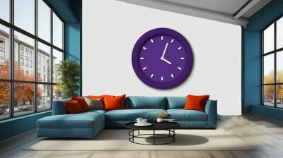 Purple dark 3d wall clock isolated Wall mural