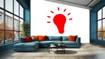 Red bulb icon on white background,bulb icon,idea bulb icons Wall mural