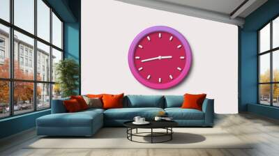 Red clock icon,clock icon,White background 3d wall clock icon Wall mural