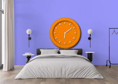 Wall clock isolated on purple background,12 hours 3d wall clock isolated
 Wall mural