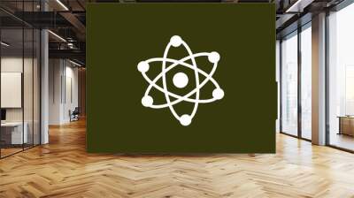 White atom icon on dark background,Atom icon,Science icon Wall mural