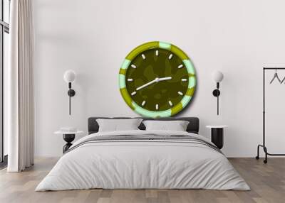 White background 3d wall clock,clock icon,Army design 3d clock icon Wall mural