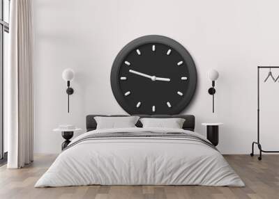 White background 3d wall clock icon,Black clock icon,wall clock icon Wall mural