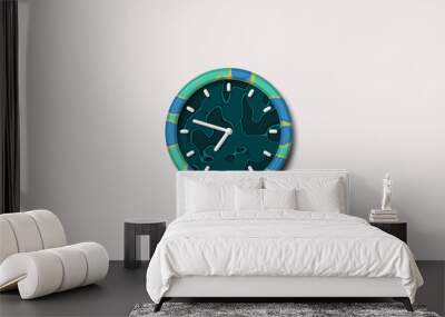 White background blue army design clock,army clock icon Wall mural