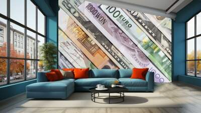 Banknotes of various currencies. Wall mural