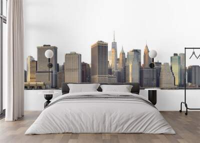 Manhattan skyline isolated on white. Wall mural