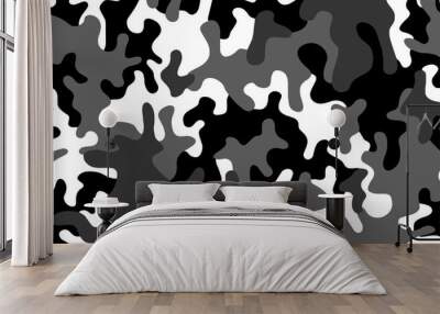 Full seamless gray military camouflage texture pattern vector. Dark colors design for girls, boys textile fabric and wallpaper print. Design for fashion and home design background. Wall mural