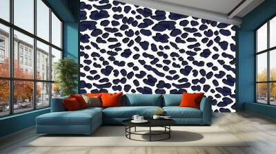 Full seamless leopard cheetah animal skin texture pattern vector. Ornamental navy blue white design for women textile fabric printing. Suitable for trendy fashion use. Wall mural