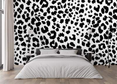 Full Seamless Leopard Pattern Texture Vector. Endless black and white cheetah design for dress fabric print. Wall mural