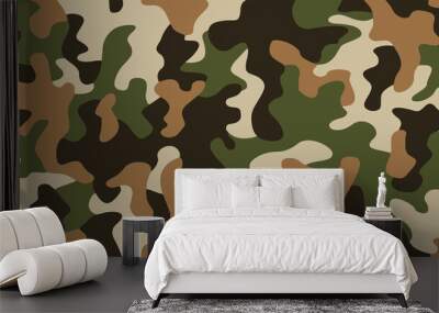 Full seamless military camouflage dark texture skin pattern vector for textile. Usable for Jacket Pants Shirt and Shorts. Dirty army camo masking design for hunting fabric print and wallpaper. Wall mural