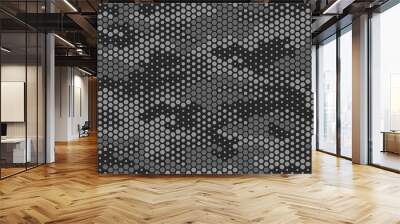 Full seamless military camouflage skin halftone dotted pattern vector for decor and textile. Gray pointed army masking design for hunting textile fabric print and wallpaper. Design for trendy fashion. Wall mural