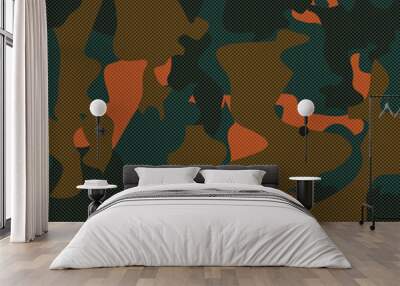 Full seamless military camouflage skin halftone dotted pattern vector for decor and textile. Ornamental pointed army masking design for hunting textile fabric print and wallpaper. Design for trendy fa Wall mural