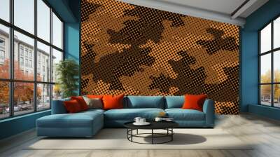 Full seamless military camouflage skin halftone dotted pattern vector for decor and textile. Ornamental pointed army masking design for hunting textile fabric print and wallpaper. Design for trendy fa Wall mural