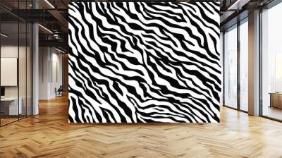 Full seamless wallpaper for zebra and tiger stripes animal skin pattern. Black and white design for textile fabric printing. Fashionable and home design fit. Wall mural