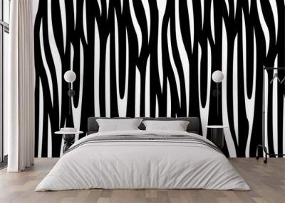 Full seamless zebra and tiger stripes animal skin pattern. Black and white design for textile fabric printing. Fashionable and home design fit. Wall mural