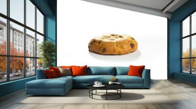 Chocolate cookies on white background. Chocolate chip cookies shot, side view Wall mural