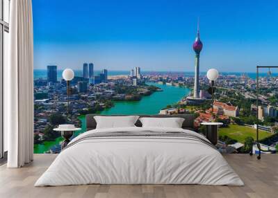 View of the Colombo city skyline with modern architecture buildings including the lotus towers. Wall mural