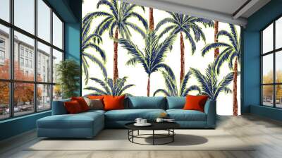 A summer palm trees on the white  forest  background. Wall mural