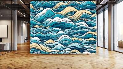 Vector illustration of endless and seamless rippling sea tides of marine seawater Wall mural