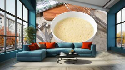 Bowl of beaten eggs Wall mural