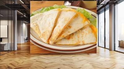 Cheese quesadillas on lettuce Wall mural