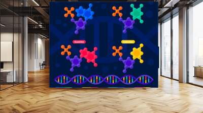 DNA structure, genome sequencing concept. Nanotechnology and biochemistry laboratory. Molecule helix of dna, genome or gene structure. Human genome project. Flat style vector illustration Wall mural