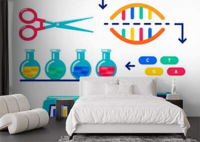 genome sequencing sheme. Human genome project. Flat style vector illustration. Wall mural