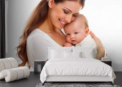 mother carrying baby transparent background Wall mural