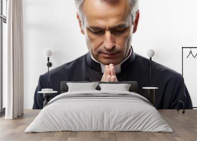 portrait of a priest praying transparent background Wall mural