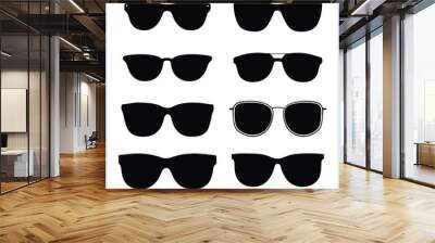 Cute sunglasses silhouette set Wall mural