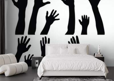 Hand silhouette, Various positions of hand vector set, Different Positions Hands  Wall mural