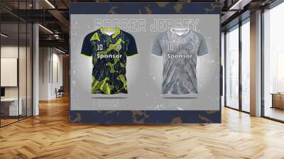 Modern Soccer jersey football sport t shirt design suitable for racing, soccer, gaming and e sports Pro Vector and double sided mockup design Wall mural