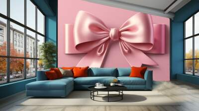 pink bow on a pink background , Generative Ai Wall mural