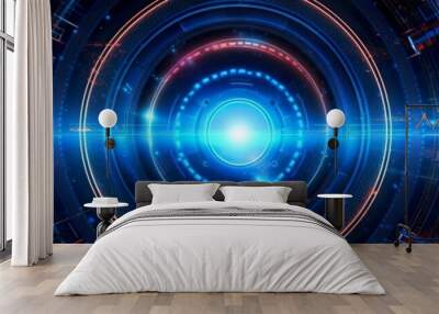 science fiction wallpaper with blue lights.  Wall mural