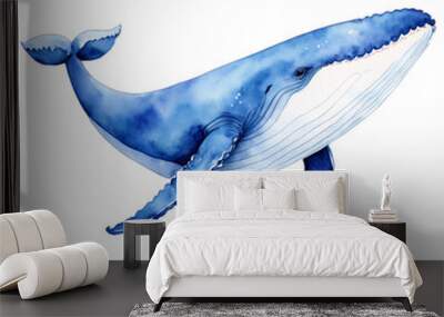 watercolour clipart illustration Blue Whale Wall mural