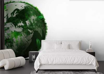 World Earth day concept. Illustration of the green planet earth on a white background. earth day poster, banner, card,  APRIL 22, Saving the planet, environment,  Planet Earth,  Generate Ai Wall mural