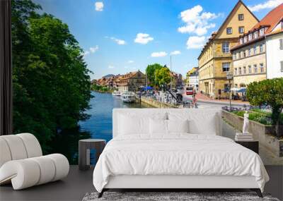 Bamberg old historic city in Bavaria at the river Regnitz Wall mural