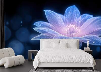 bright shiny transparent flower with dark bokeh background Wall mural