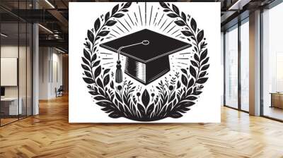 graduation Cap silhouette vector Wall mural